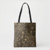 Gold Floral Baroque Pattern on Black Tasche (Vorderseite)