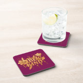 Gold Floral “Be Kind” Coaster Set – 6 Hard Plastic Getränkeuntersetzer (Rechte Seite)