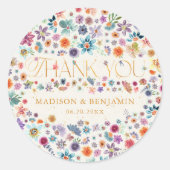 Gold Floral Beige Boho Vielen Dank Gastgeschenk Ho Runder Aufkleber (Vorderseite)