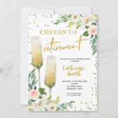 Gold Floral Bejubeln zur Einladung zur Pensionieru (Vorderseite)