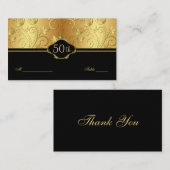 Gold Floral Black 50. Wedding Reception Place Auto Platzkarte (Vorne/Hinten)