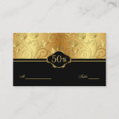 Gold Floral Black 50. Wedding Reception Place Auto Platzkarte (Vorderseite)