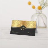 Gold Floral Black 50. Wedding Reception Place Auto Platzkarte (Vorderseite)