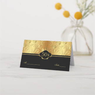 Gold Floral Black 50. Wedding Reception Place Auto Platzkarte