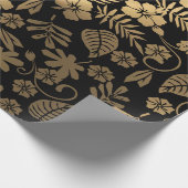 Gold Floral & Black Geschenkpapier (Ecke)