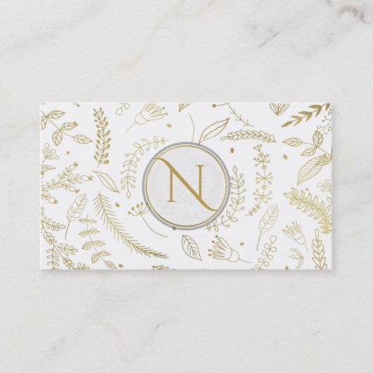Gold Floral Blätter Rustikale Hochzeit botanisch Visitenkarte (Vorderseite)