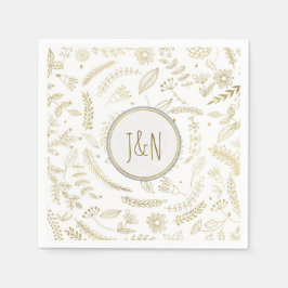 Gold Floral Blätter Rustikale Hochzeitsempfehlung Serviette