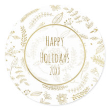 Gold Floral Blätter Rustikaler Weihnachtsurlaub