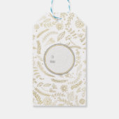 Gold Floral Blätter Rustische Gastgeschenk Hochzei Geschenkanhänger (Rückseite)