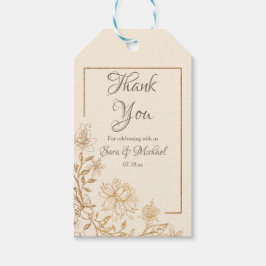 Gold Floral Blüh Dankeschön Tags Geschenkanhänger