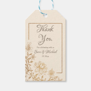 Gold Floral Blüh Dankeschön Tags Geschenkanhänger