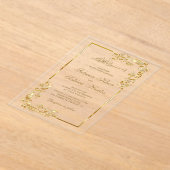Gold Floral Border Islamic Wedding Acryleinladungen (Ablage )