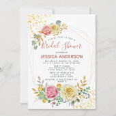 Gold Floral Brautparty Einladung (Vorderseite)