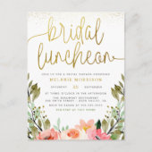 Gold Floral Bridal Luncheon Brautparty Einladungspostkarte (Vorderseite)