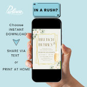 Gold Floral Brunch & Bubbly Bridal Shower Einladung