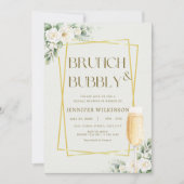 Gold Floral Brunch & Bubbly Bridal Shower Einladung (Vorderseite)