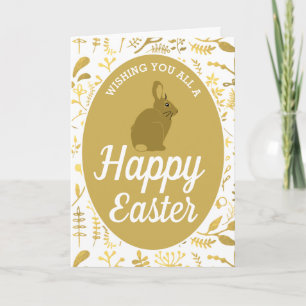 Gold Floral Bunny Ostereier, Ostern Karte