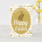 Gold Floral Bunny Ostereier, Ostern Karte (Gelbe Blume)