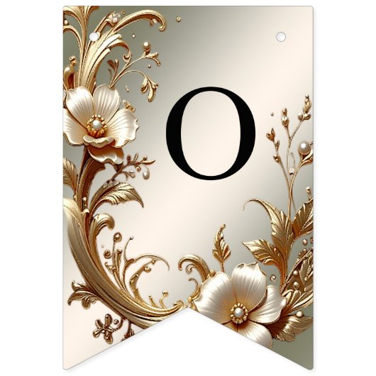 Gold Floral Bunting Flag Wimpelkette (Zweite Fahne)