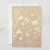 Gold Floral Burgundy Hochzeitsempfang Einladung (Rückseite)