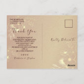 Gold Floral Burgundy Wedding Danke Postcard Postkarte (Rückseite)