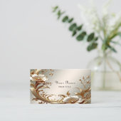 Gold Floral Business Card Visitenkarte (Stehend Vorderseite)
