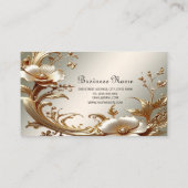 Gold Floral Business Card Visitenkarte (Rückseite)