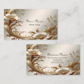 Gold Floral Business Card Visitenkarte (Vorne/Hinten)