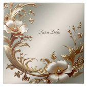 Gold Floral Ceramic Tile Fliese (Vorderseite)