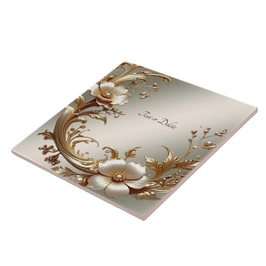 Gold Floral Ceramic Tile Fliese (Seite)