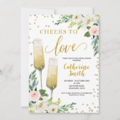 Gold Floral Chefs für Liebe Brautparty Einladung (Vorderseite)