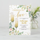 Gold Floral Chefs für Liebe Brautparty Einladung (Stehend Vorderseite)