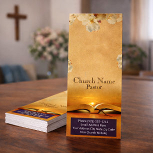 Gold Floral Church Bibel Rack Card, Ministerium Ka Werbekarte