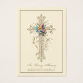 Gold Floral Cross Religious Beerdigung Beerdigungs (Vorderseite)