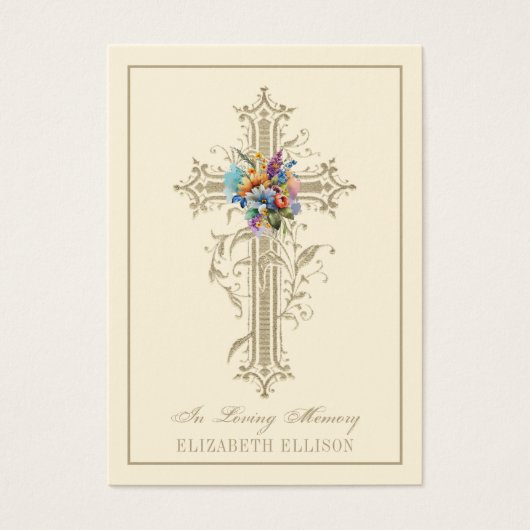 Gold Floral Cross Religious Beerdigung Beerdigungs (Vorderseite)