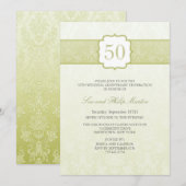 Gold Floral Damask 50. Hochzeitstag Einladung (Vorne/Hinten)