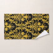 Gold Floral Damask auf schwarz Badhandtuch Set (Handtuch)