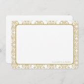 Gold Floral Damask Flat Vielen Dank Dankeskarte (Vorne/Hinten)