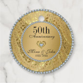 Gold Floral Damask Geschenkanhänger (Rückseite)