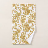 Gold Floral Damask Peony Rose Badhandtuch Set (Handtuch)