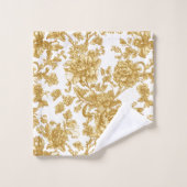 Gold Floral Damask Peony Rose Badhandtuch Set (Waschlappen)