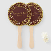 Gold Floral Damask - Save the Date Fächer (Vorne und Hinten)