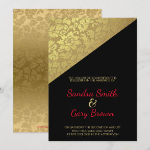 Gold Floral Damask Textur Hochzeit Einladung