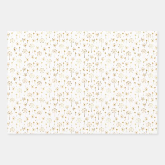 Gold Floral Dandelion Geschenkpapier Set (Vorderseite 2)