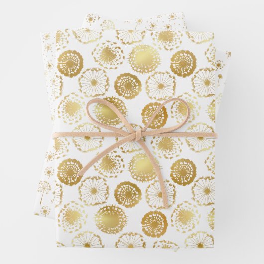 Gold Floral Dandelion Geschenkpapier Set (Beispiel)