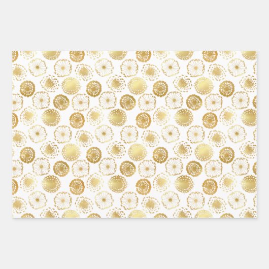 Gold Floral Dandelion Geschenkpapier Set (Vorderseite)