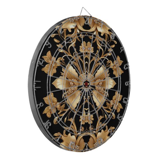 Gold Floral Dartboard Dartscheibe (Vorderseite Links)