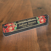 Gold Floral Design mit Frame Desk Name Plate Namensplakette (Seite)