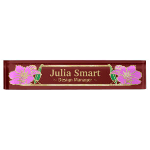 Gold Floral Design mit Frame Desk Name Plate Namensplakette
