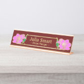 Gold Floral Design mit Frame Desk Name Plate Schreibtischnamensplakette (Vorderseite )